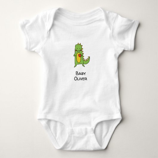 dinosaur customised baby boy baby grow ベビーボディスーツ (正面)