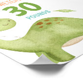 Dinosaur Cute Boy 1st Birthday Milestone Photo ポスター (角)