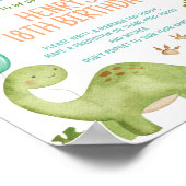 Dinosaur Cute Boy Birthday Party Time Capsule Sign ポスター (角)