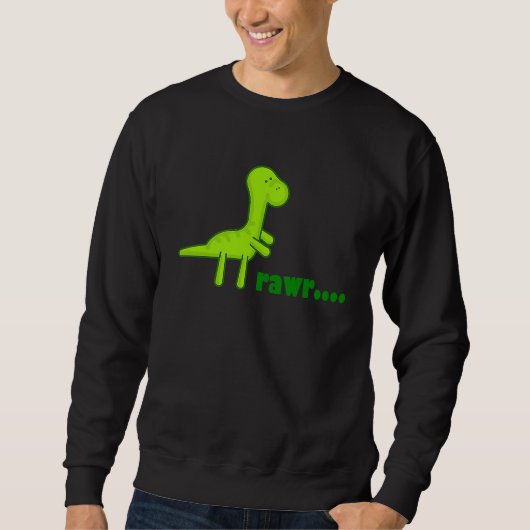 Dinosaur Cute Little Green Dino Says Rawr スウェットシャツ (正面)