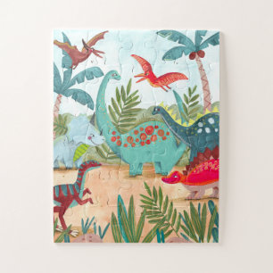 Dinosaur cute pre historic jungle kids ジグソーパズル