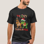 Dinosaur Dabbing Rapper Hip Hop Merryhanksmas gift Tシャツ (正面)