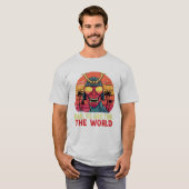 Dinosaur Dad T-Shirt - "Dad You Are the World"  Tシャツ (正面フル)