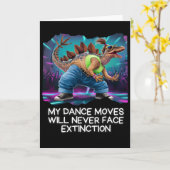 Dinosaur Dance Funny Dancing Dino カード (黄色い花)