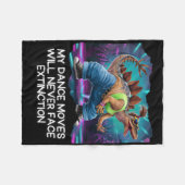 Dinosaur Dance Funny Dancing Dino  フリースブランケット (正面(横))