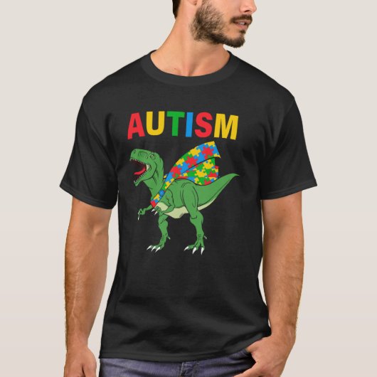Dinosaur Dino Autism Child Awareness Choose Kindne Tシャツ (正面)