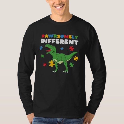 Dinosaur Dino Autism Child Awareness Choose Kindne Tシャツ (正面)