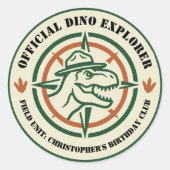 Dinosaur Dino Explorer Birthday ラウンドシール (正面)