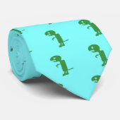 Dinosaur Dino, Green Blue Digital Kids Art ネクタイ (ロール)