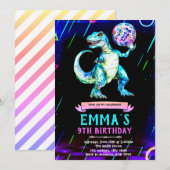 Dinosaur disco dance party invitation 招待状 (正面/裏面)