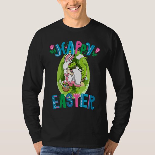 Dinosaur Easter Basket With Eggs Happy Easter  1 Tシャツ (正面)