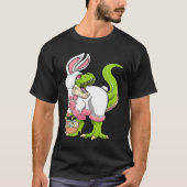 Dinosaur Easter Basket With Eggs Happy Easter Tシャツ (正面)