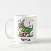 Dinosaur Easter Bunny Custom Name Mug For Kids コーヒーマグカップ (左)