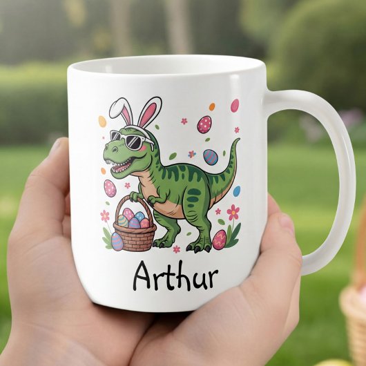 Dinosaur Easter Bunny Custom Name Mug For Kids コーヒーマグカップ
