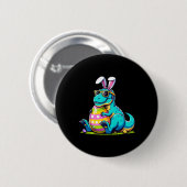 Dinosaur Easter Bunny Egg Happy Eastrawr T Rex Kid 缶バッジ (正面&裏面)
