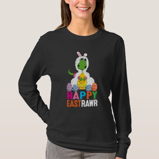 Dinosaur Easter Day Eggs cellent Happy East Rawr r Tシャツ (正面)