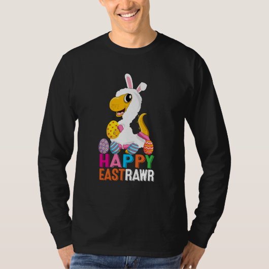 Dinosaur Easter Day Eggs cellent Happy East Rawr r Tシャツ (正面)
