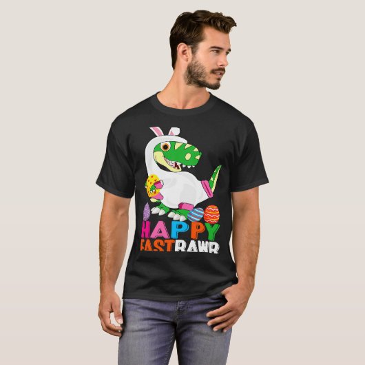 Dinosaur Easter Day Eggs cellent Happy East Rawr r Tシャツ (正面フル)