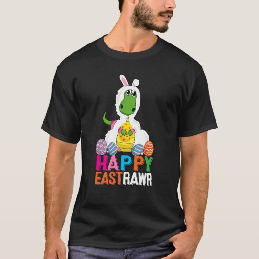 Dinosaur Easter Day Eggs cellent Happy East Rawr r Tシャツ (正面)