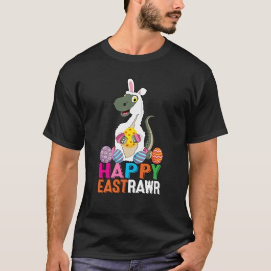 Dinosaur Easter Day Eggs cellent Happy East Rawr r Tシャツ (正面)