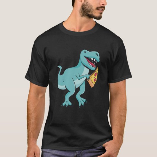 Dinosaur Eating Pizza Rex Tyrannosaurus Dino Tシャツ (正面)