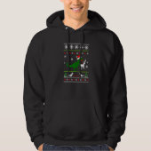 Dinosaur Eating Reindeer Ugly Christmas Sweater Fu パーカ (正面)