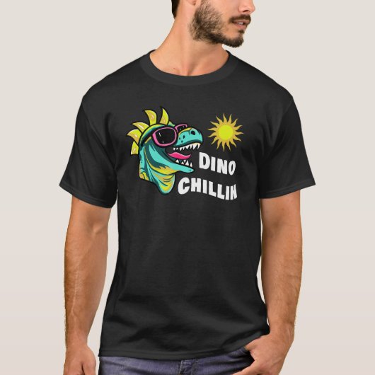 Dinosaur Enjoying The Sunshine In Sunglasses Fun R Tシャツ (正面)