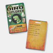Dinosaur Explorer Badge for Kids Party バッジ (正面＆裏面)