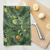 Dinosaur Eyes Green Plants Ancient Creature Art キッチンタオル (四つ折り)