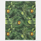 Dinosaur Eyes Green Plants Ancient Creature Art フリースブランケット (正面)