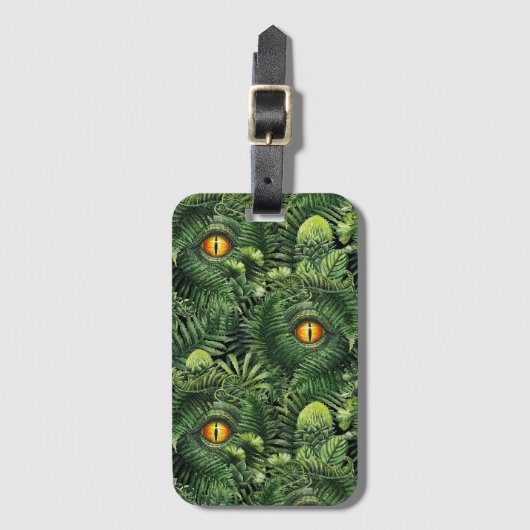 Dinosaur Eyes Green Plants Ancient Creature Art ラゲッジタグ (正面縦)