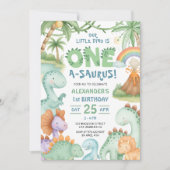 Dinosaur First Birthday Cute Dino Invitation  招待状 (正面)