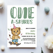 Dinosaur First Birthday, Skateboard Dinos 1 st 招待状