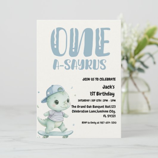 Dinosaur First Birthday, Skateboard Dinos 1 st  招待状 (スタンド正面)