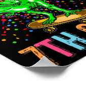 Dinosaur First Day Of School 7thgrade Skateboardin ポスター (角)