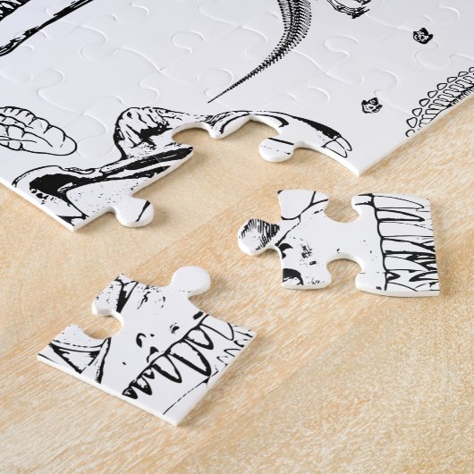 Dinosaur Fossil Bones Pattern ジグソーパズル (側面)