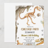 Dinosaur fossil party invitation 招待状 (正面/裏面)