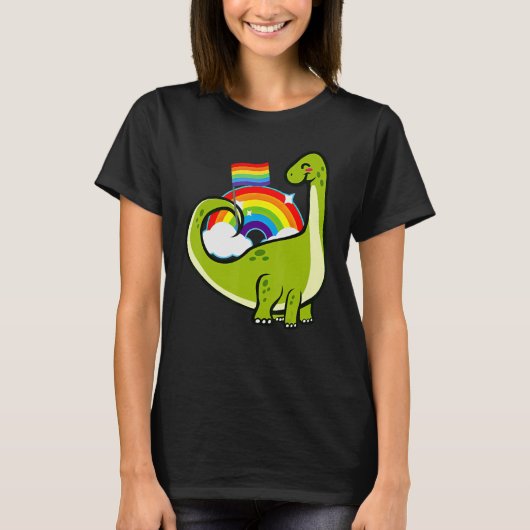 Dinosaur Gay Pride Rainbow Flag LGBT Lesbian Bisex Tシャツ (正面)