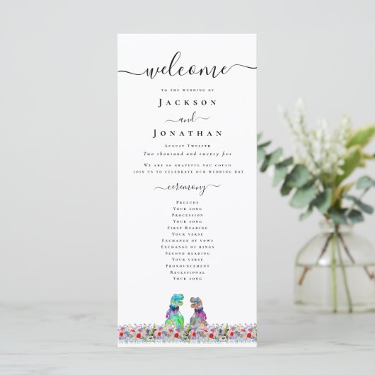 Dinosaur Gay Wedding Ceremony Program メニュー (スタンド正面)
