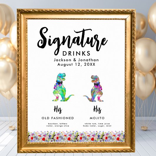 Dinosaur Gay Wedding Signature Drinks ポスター