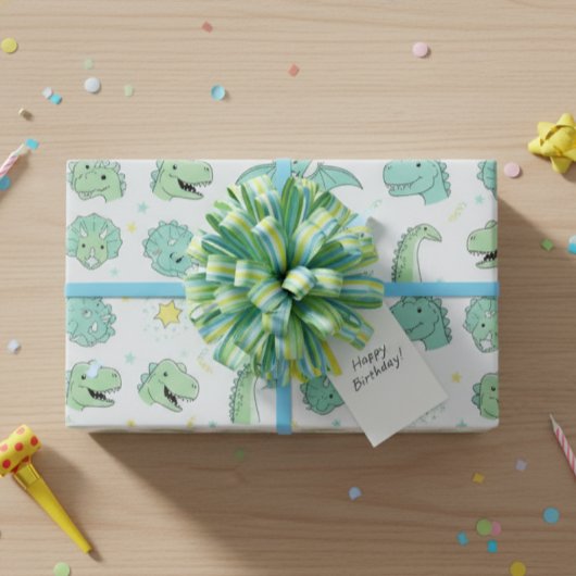 Dinosaur Gift Wrap Dino-Party Pastel ラッピングペーパー