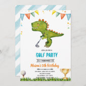 Dinosaur golf birthday Invitation  招待状 (正面/裏面)