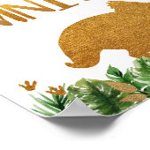 Dinosaur Greenery Gold Omnivores Birthday Sign ポスター (角)