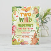 Dinosaur Greenery Two Wild 2nd Birthday Party 招待状 (スタンド正面)