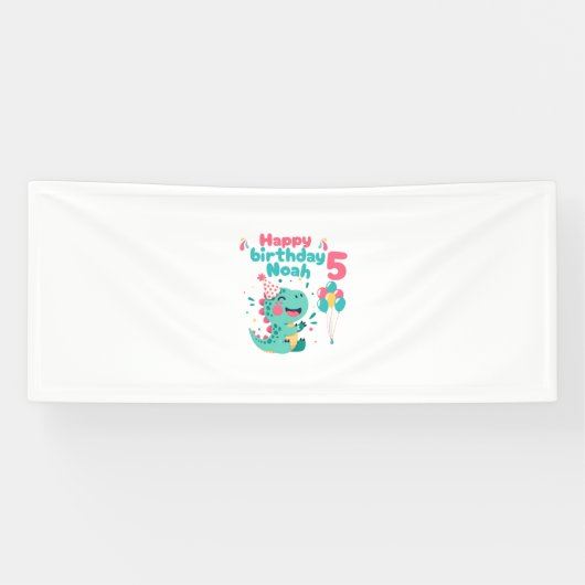 Dinosaur Happy Birthday Boy Banner Editable 横断幕 (横)