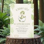 Dinosaur Hatching Soon Baby Boy Shower  招待状<br><div class="desc">Cute dinosaur baby shower invitation with a Hatching Soon theme for a baby boy. Designed to celebrate the upcoming arrival with a playful and cheerful look. Ideal for baby boy showers,  dinosaur themed celebrations,  and family friendly gatherings. Editable text. Print-ready layout.</div>