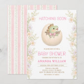 Dinosaur Hatching Soon Baby Shower Invitation 招待状 (正面/裏面)
