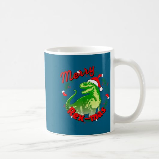 Dinosaur Holiday Merry Christmas Juric Tyrannosaur コーヒーマグカップ (右)