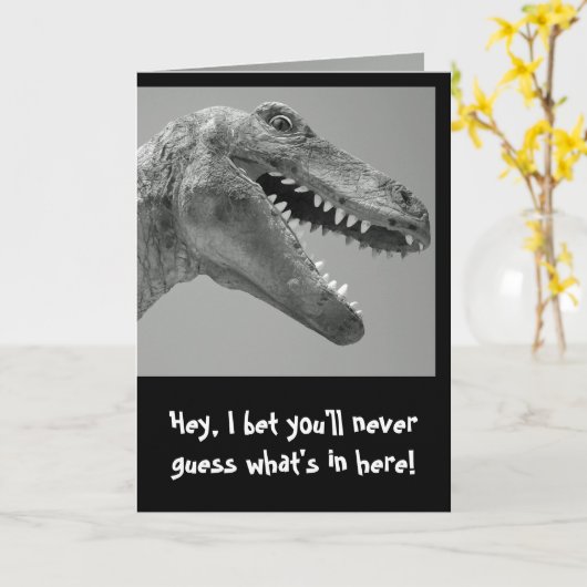 Dinosaur Humor カード (黄色い花)