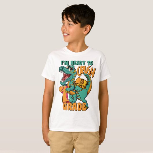 Dinosaur I’m Ready to Crush 1st Grade  Tシャツ (正面フル)